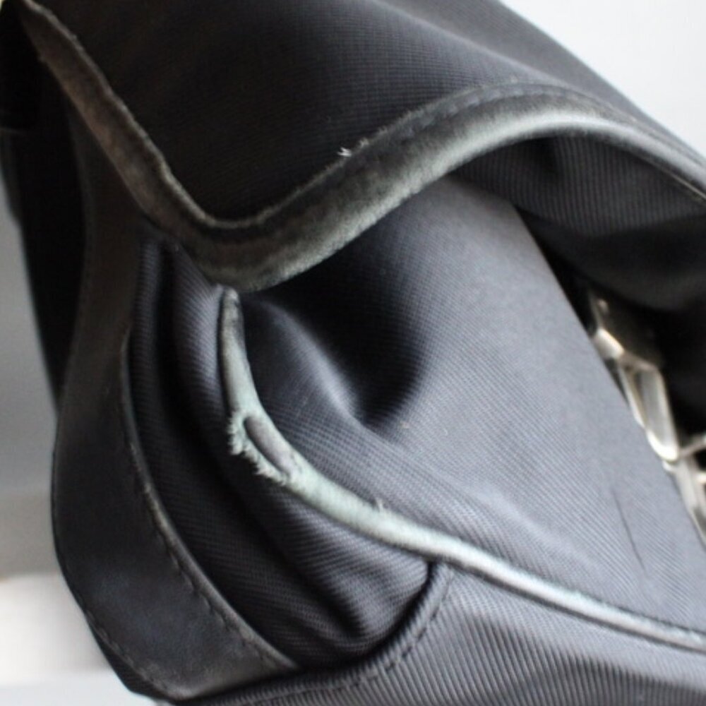 COACH VTG Black Nylon Canvas Leather Flap Large Messenger Portfolio Bag 5109 - Picture 7 of 7